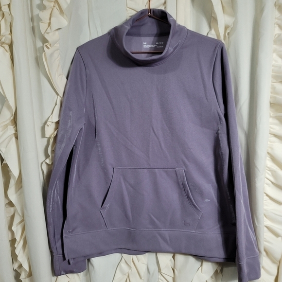 Under Armour Fleece Mock Neck Mirage Pullover Sweatshirt Medium Lavender Pocket - Picture 2 of 9